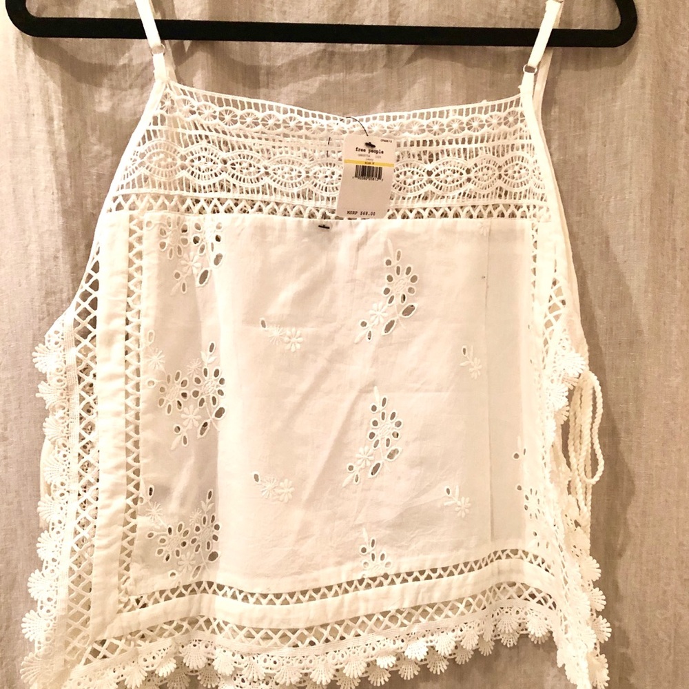 NWT Free People lace cotton boho side tie halter